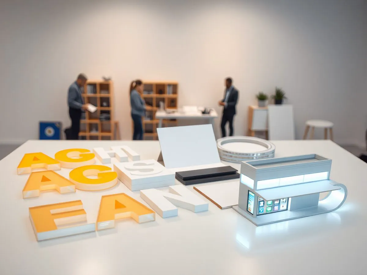门头招牌材料样品展示：亚克力发光字、铝塑板、LED灯带